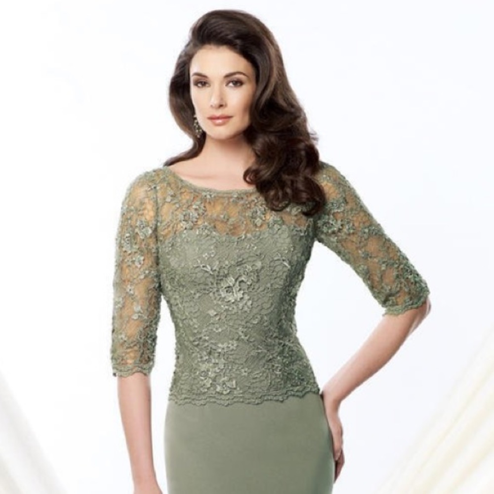 Montage by MonCheri 3/4 length silky crepe gown - Picture 3 of 13